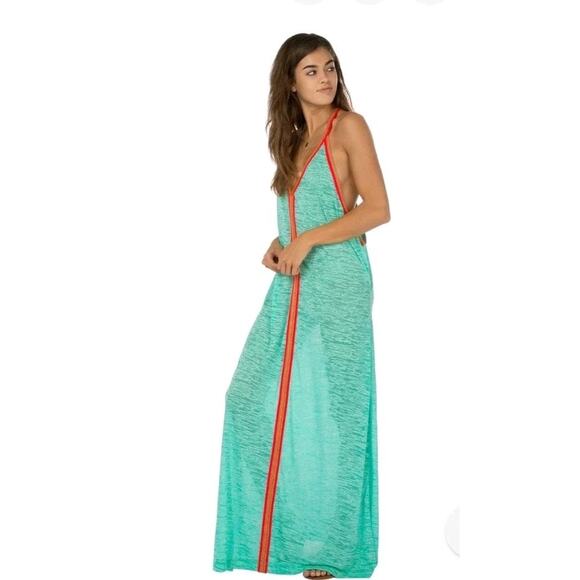 New! Pitusa Inca Sun Dress Sz Petite Green Resort Cover-Up Boho Bohemian Beach - Picture 1 of 9